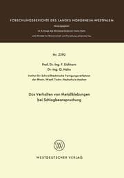 Cover von Das Verhalten von Metallklebungen bei Schlagbeanspruchung