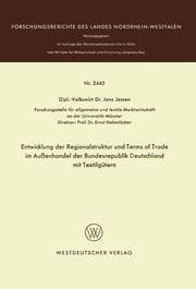 Cover von Entwicklung der Regionalstruktur und Terms of Trade im Außenhandel der Bundesrepublik Deutschland mit Textilgütern