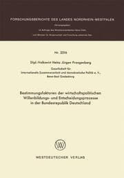 Cover von Bestimmungsfaktoren der wirtschaftspolitischen Willenbildungs- und Entscheidungsprozesse in der Bundesrepublik Deutschland