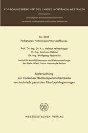 Cover von Untersuchung zur trockenen Hochtemperaturkorrosion von technisch genutzten Titanbasislegierungen