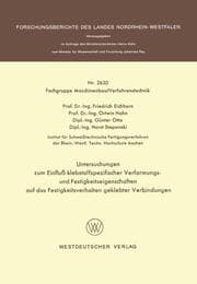 Cover von Untersuchungen zum Einfluß klebstoffspezifischer Verformungs- und Festigkeitseigenschaften auf das Festigkeitsverhalten geklebter Verbindungen