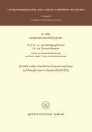 Cover von Einfluß unterschiedlicher Gasatmosphären auf Reaktionen im System CaO-SiO2