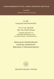 Cover von Messung der Dielektrizitätszahl anisotroper dielektrischer Materialien im Mikrowellenbereich