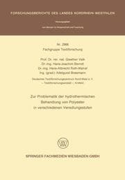 Cover von Zur Problematik der hydrothermischen Behandlung von Polyester in verschiedenen Veredlungsstufen