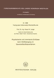 Cover von Physikalische und chemische Einflüsse beim Stoffübergang im Sauerstoffaufblasverfahren