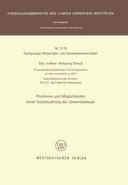 Cover von Probleme und Möglichkeiten einer Substituierung der Gewerbesteuer