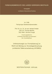 Cover von Untersuchungen zur Formalisierung im Recht als Beitrag zur Grundlagenforschung juristischer Datenverarbeitung (UFORED)