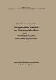 Cover von Bibliographisches Handbuch zur Sprachinhaltsforschung