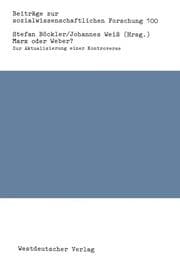 Cover von Marx oder Weber?