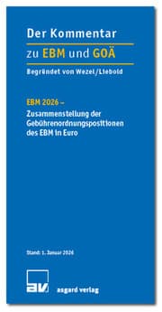Cover von EBM 2026 - Zusammenstellung der Gebührenordnungspositionen des EBM in Euro