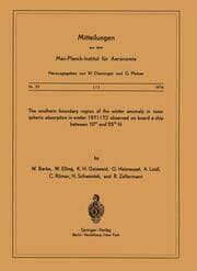 Cover von The Southern Boundary Region of the Winter Anomaly in Ionospheric Absorption in Winter 1971/72 Observed on Board the Cargo Vessel Hanau of Hapag-Lloyd Moving between 10° and 55° N