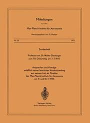 Cover von Sonderheft Professor em.Dr.Walter Dieminger Zum 70.Geburtstag Am 7.7.1977