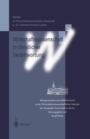 Cover von Wirtschaftswissenschaft in christlicher Verantwortung