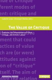 Cover von The Value of Critique