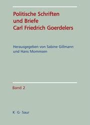 Cover von Politische Schriften und Briefe Carl Friedrich Goerdelers