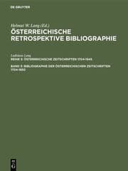 Cover von Bibliographie der österreichischen Zeitschriften 1704-1850