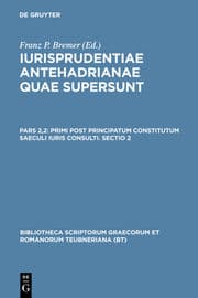 Cover von Primi post principatum constitutum saeculi iuris consulti.Sectio 2