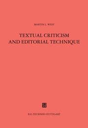 Cover von Textual Criticism And Editorial Technique