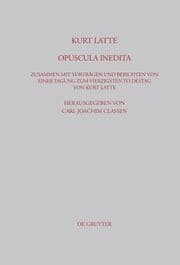 Cover von Kurt Latte: Opuscula inedita