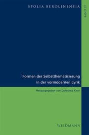 Cover von Formen der Selbstthematisierung in der vormodernen Lyrik