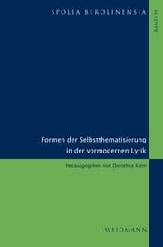 Cover von Formen der Selbstthematisierung in der vormodernen Lyrik
