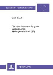 Cover von Die Hauptversammlung der Europäischen Aktiengesellschaft (SE)