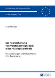 Cover von Die Regresshaftung von Vorstandsmitgliedern einer Aktiengesellschaft