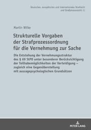 Cover von Strukturelle Vorgaben der Strafprozessordnung für die Vernehmung zur Sache