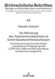Cover von Die Mitwirkung des Testamentsvollstreckers an GmbH-Gesellschafterbeschlüssen
