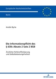 Cover von Die Informationspflicht des § 630c Absatz 2 Satz 2 BGB