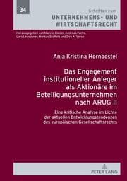 Cover von Das Engagement institutioneller Anleger als Aktionäre im Beteiligungsunternehmen nach ARUG II