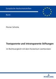 Cover von Transparente und intransparente Stiftungen