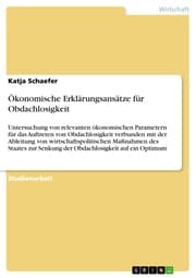 Cover von Ökonomische Erklärungsansätze für Obdachlosigkeit