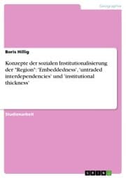Cover von Konzepte der sozialen Institutionalisierung der 'Region': 'Embeddedness','untraded interdependencies' und 'institutional thickness'