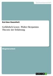 Cover von Gefährlich Lesen - Walter Benjamins Theorie der Erfahrung