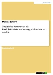 Cover von Natürliche Ressourcen als Produktionsfaktor - eine dogmenhistorische Analyse