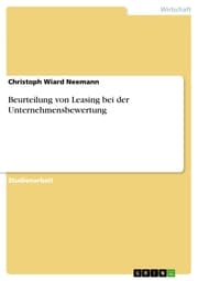 Cover von Beurteilung von Leasing bei der Unternehmensbewertung