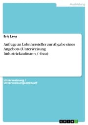 Cover von Anfrage an Lohnhersteller zur Abgabe eines Angebots (Unterweisung Industriekaufmann / -frau)