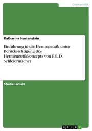 Cover von Einführung in die Hermeneutik unter Berücksichtigung des Hermeneutikkonzepts von F. E. D. Schleiermacher
