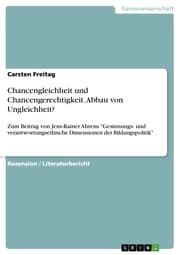 Cover von Chancengleichheit und Chancengerechtigkeit. Abbau von Ungleichheit?
