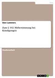 Cover von Zum § 102: Mitbestimmung bei Kündigungen