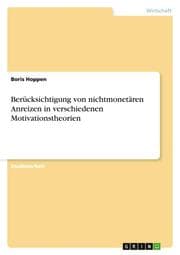 Cover von Berücksichtigung von nichtmonetären Anreizen in verschiedenen Motivationstheorien