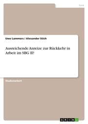 Cover von Ausreichende Anreize zur Rückkehr in Arbeit im SBG II?