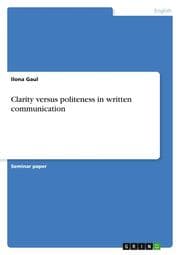 Cover von Clarity versus politeness in written communication