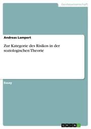 Cover von Zur Kategorie des Risikos in der soziologischen Theorie