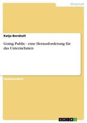 Cover von Going Public - eine Herausforderung für das Unternehmen