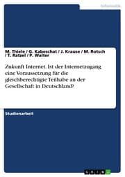 Cover von Zukunft Internet. Ist der Internetzugang eine Voraussetzung für die gleichberechtigte Teilhabe an der Gesellschaft in Deutschland?