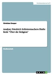 Cover von Analyse: Friedrich Schleiermachers fünfte Rede 'Über die Religion'