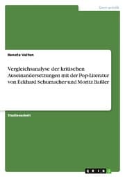Cover von Vergleichsanalyse der kritischen Auseinandersetzungen mit der Pop-Literatur von Eckhard Schumacher und Moritz Baßler