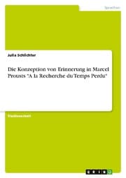 Cover von Die Konzeption von Erinnerung in Marcel Prousts 'A la Recherche du Temps Perdu'
